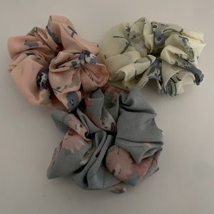 Spring Floral Pastel Scrunchie Set